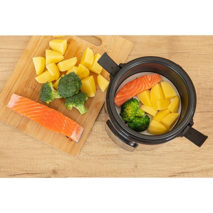 Sencor - Arrocera multifuncional 350W/230V 0,6 l acero inoxidable/negro