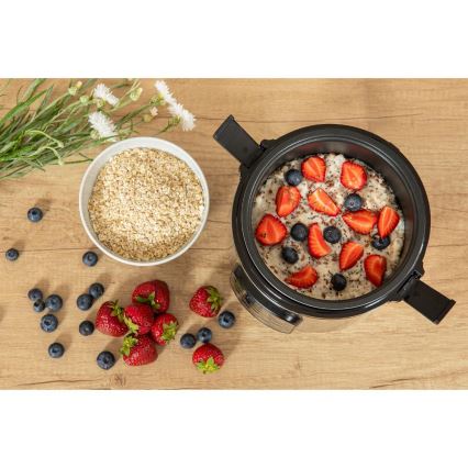 Sencor - Arrocera multifuncional 350W/230V 0,6 l acero inoxidable/negro