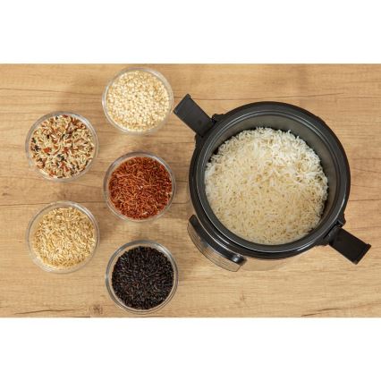 Sencor - Arrocera multifuncional 350W/230V 0,6 l acero inoxidable/negro