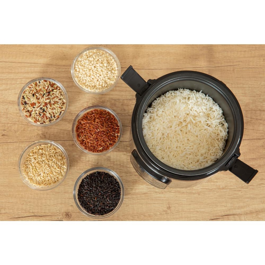 Sencor - Arrocera multifuncional 350W/230V 0,6 l acero inoxidable/negro