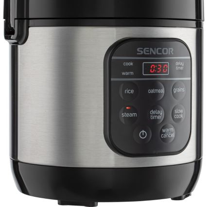 Sencor - Arrocera multifuncional 350W/230V 0,6 l acero inoxidable/negro