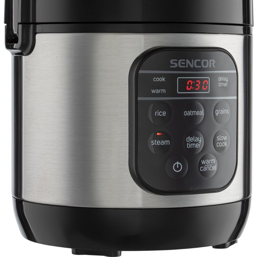 Sencor - Arrocera multifuncional 350W/230V 0,6 l acero inoxidable/negro