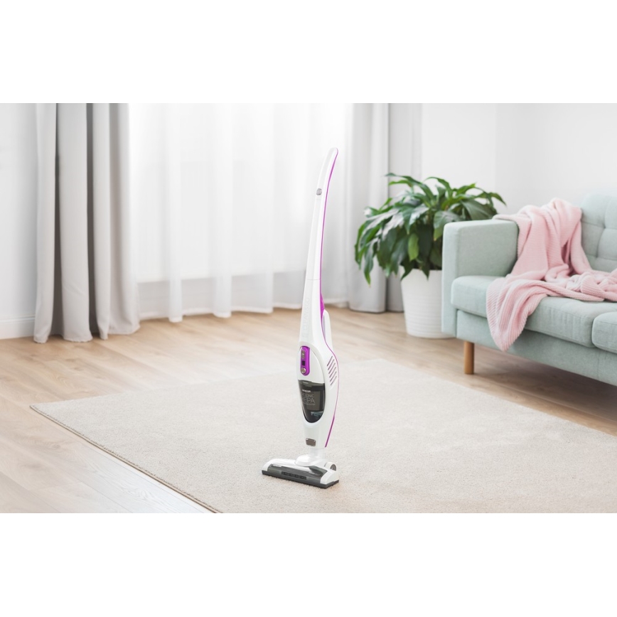 Sencor - Aspirador en barra con cepillo eléctrico giratorio 2en1 110W/14,8V 2200 mAh blanco