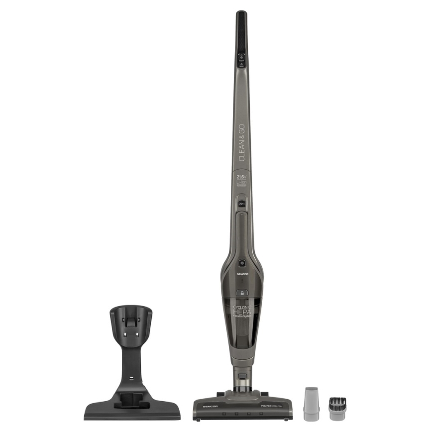 Sencor - Aspirador en barra con cepillo eléctrico giratorio 2en1 110W/21,6V 2000 mAh gris