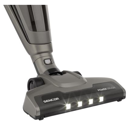 Sencor - Aspirador en barra con cepillo eléctrico giratorio 2en1 110W/21,6V 2000 mAh gris