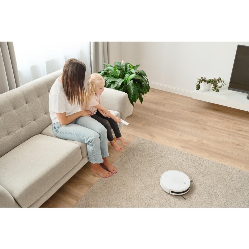 Sencor - Aspiradora robótica con fregona 2en1 18W/1500 mAh blanco + control remoto