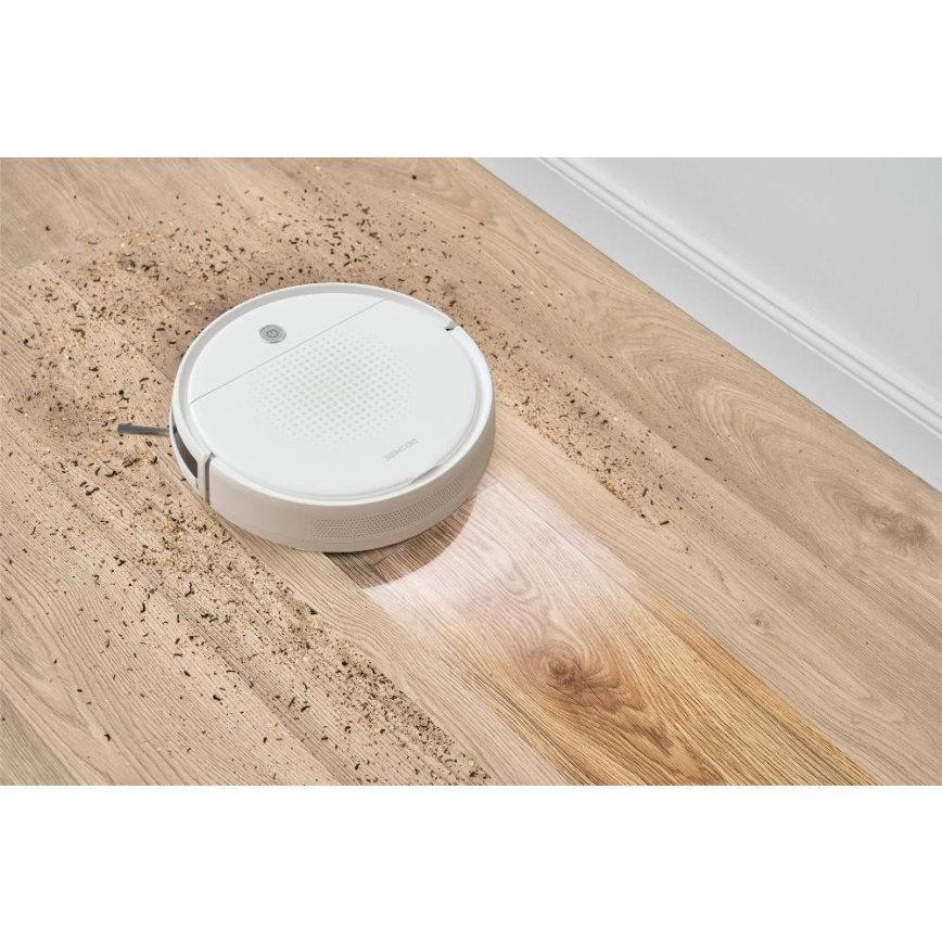 Sencor - Aspiradora robótica con fregona 2en1 18W/1500 mAh blanco + control remoto
