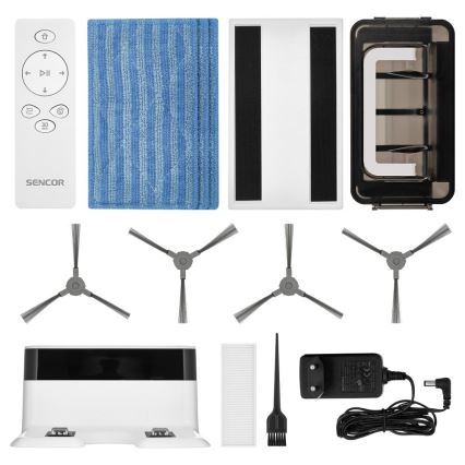 Sencor - Aspiradora robótica con fregona 2en1 18W/1500 mAh blanco + control remoto