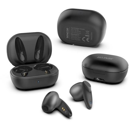 Sencor - Auriculares inalámbricos 230 mAh + 2x 25 mAh IPX4 negro
