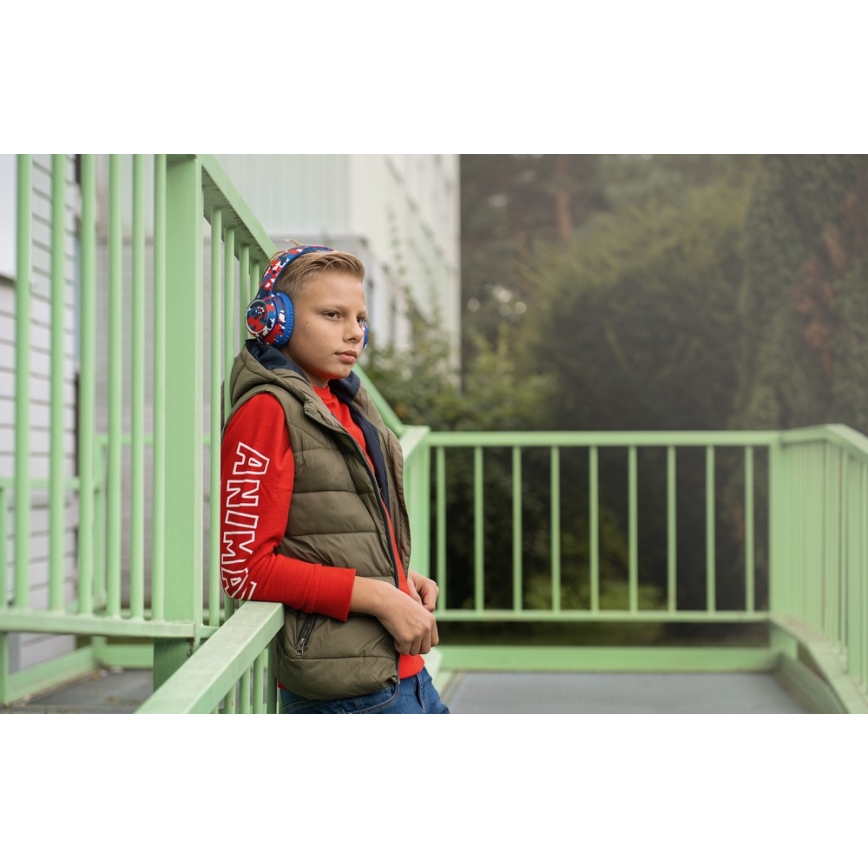 Sencor - Auriculares inalámbricos con micrófono 3,7V/400 mAh azul/rojo