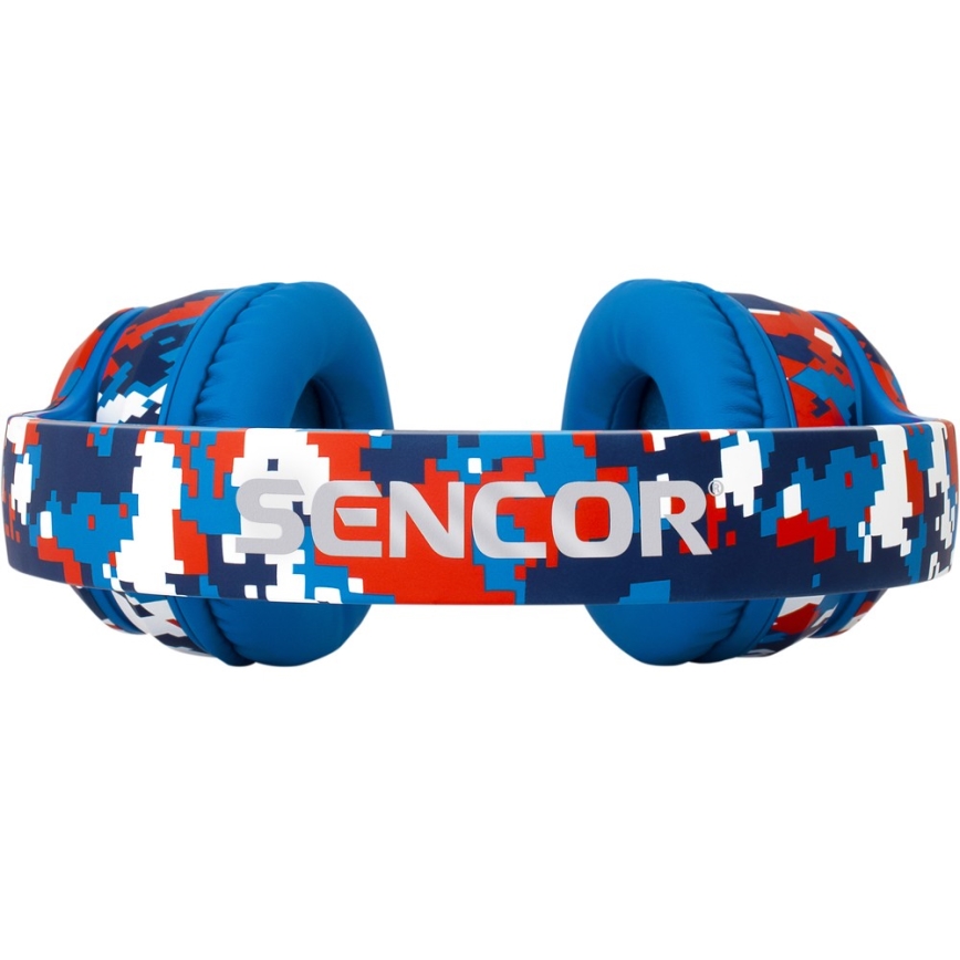 Sencor - Auriculares inalámbricos con micrófono 3,7V/400 mAh azul/rojo
