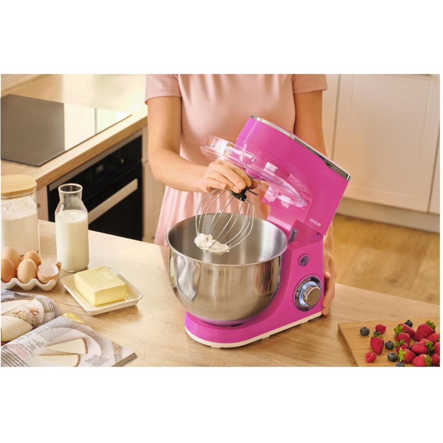 Sencor - Batidora amasadora con bol de acero inoxidable 1300W/230V rosa