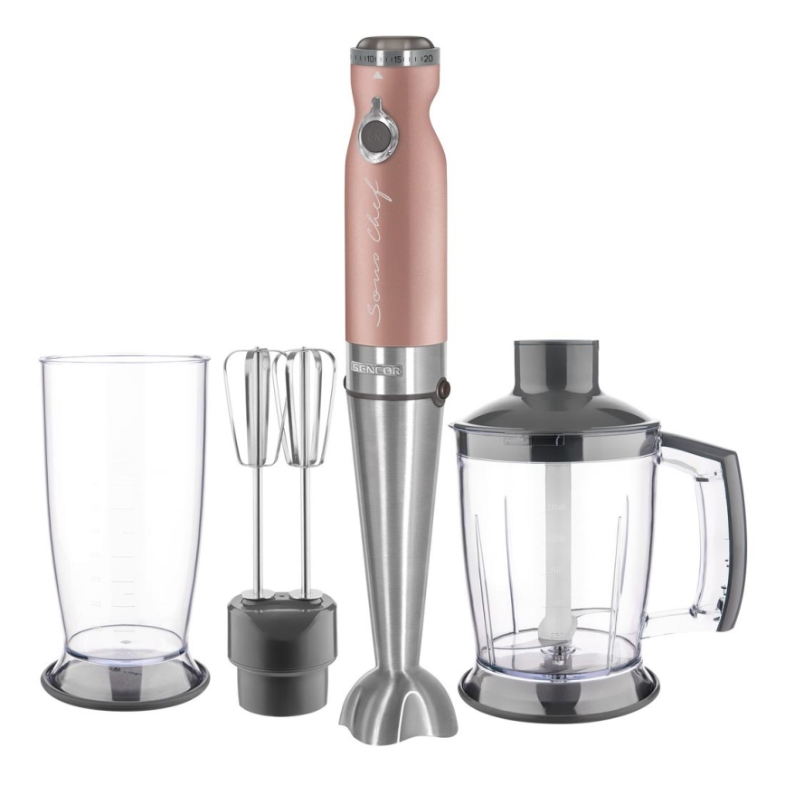 Sencor - Batidora de mano 4en1 1200W/230V acero inoxidable/oro rosa
