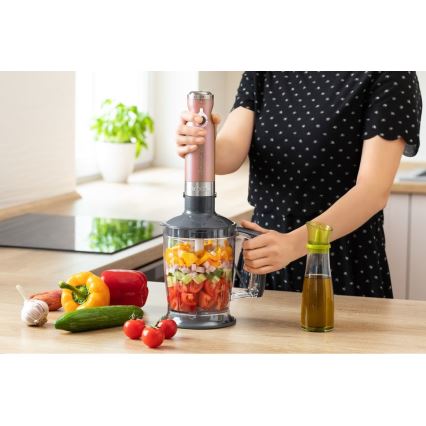Sencor - Batidora de mano 4en1 1200W/230V acero inoxidable/oro rosa