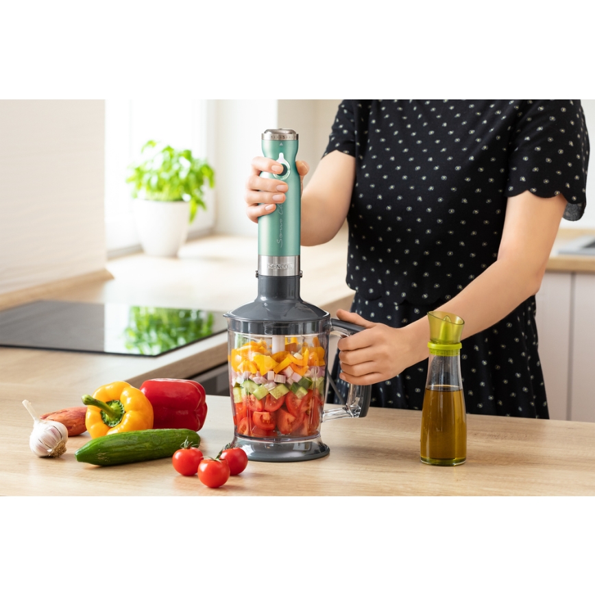 Sencor - Batidora de mano 4en1 1200W/230V acero inoxidable/turquesa