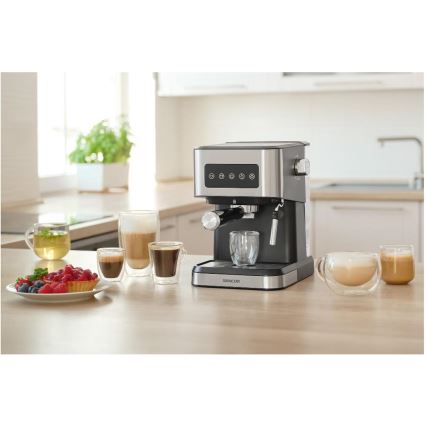 Sencor - Cafetera espresso de palanca 1050W/230V negra/cromo mate
