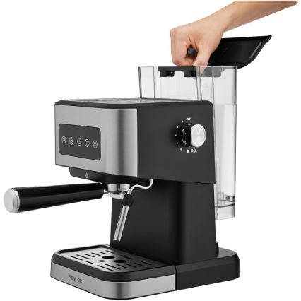 Sencor - Cafetera espresso de palanca 1050W/230V negra/cromo mate