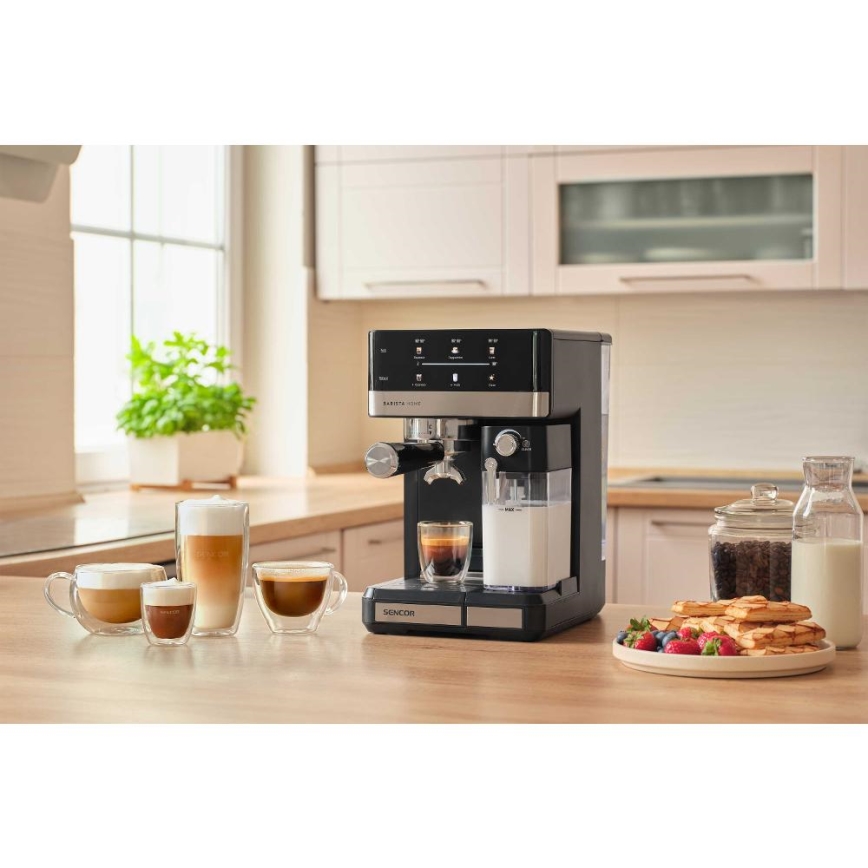 Sencor - Cafetera espresso de palanca 1350W/230V negro/cromo mate
