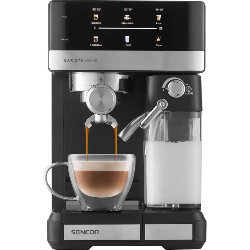 Sencor - Cafetera espresso de palanca 1350W/230V negro/cromo mate