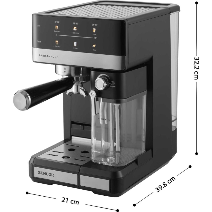 Sencor - Cafetera espresso de palanca 1350W/230V negro/cromo mate