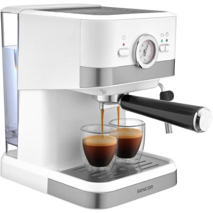 Sencor - Cafetera espresso de palanca 1050W/230V blanca/cromo mate