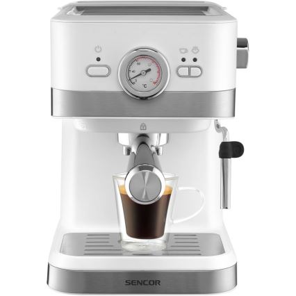 Sencor - Cafetera espresso de palanca 1050W/230V blanca/cromo mate