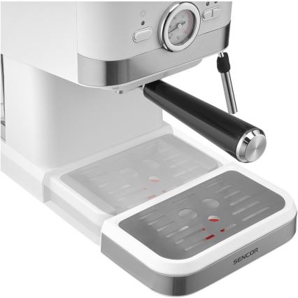 Sencor - Cafetera espresso de palanca 1050W/230V blanca/cromo mate