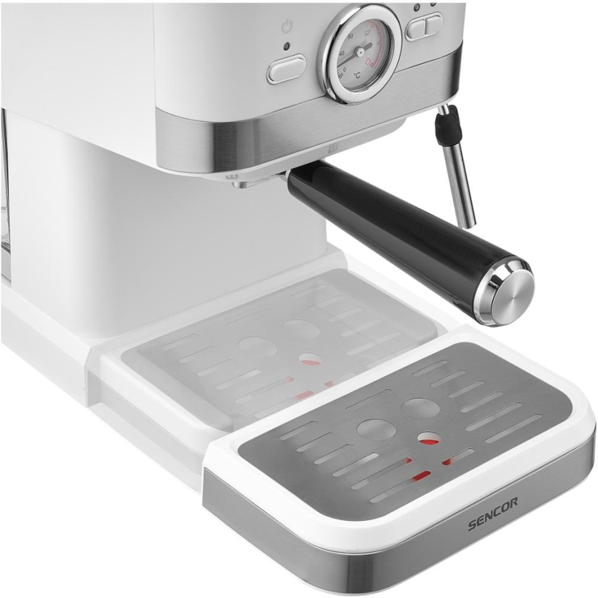 Sencor - Cafetera espresso de palanca 1050W/230V blanca/cromo mate