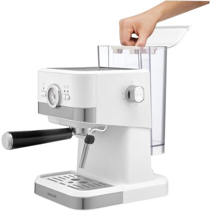 Sencor - Cafetera espresso de palanca 1050W/230V blanca/cromo mate