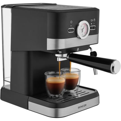 Sencor - Cafetera espresso de palanca 1050W/230V negra/cromo mate