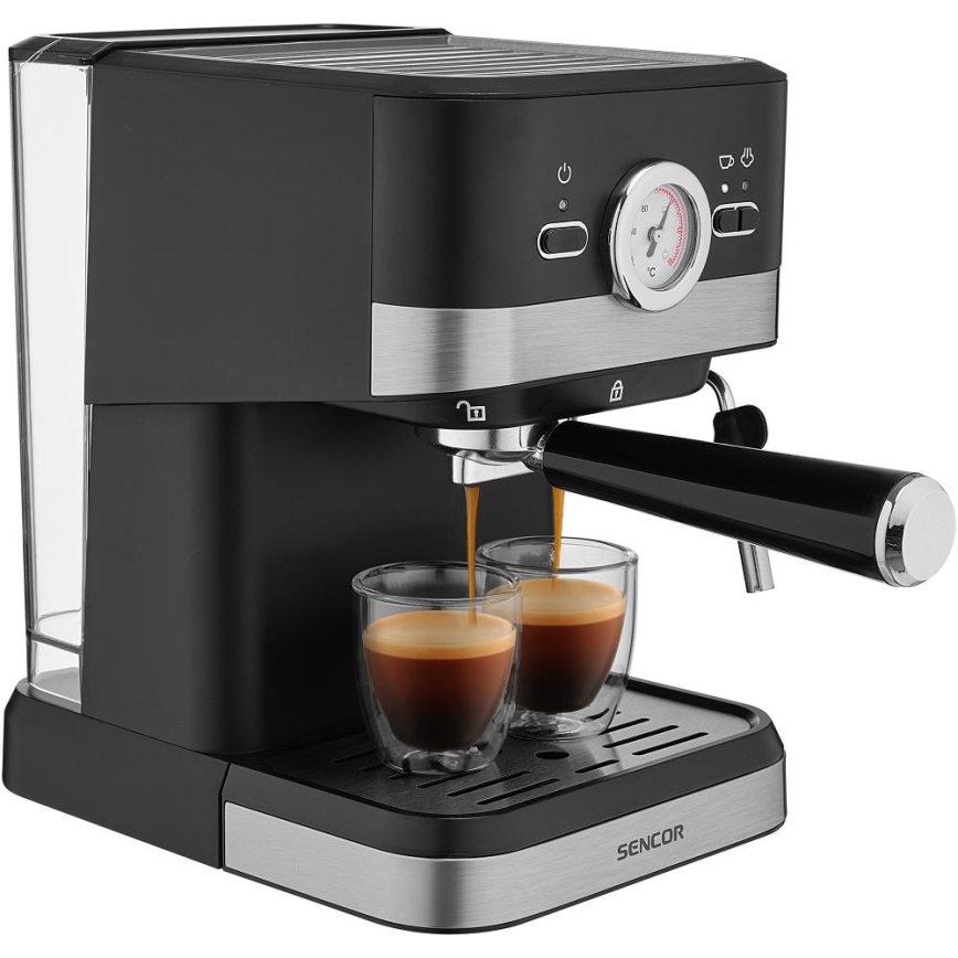 Sencor - Cafetera espresso de palanca 1050W/230V negra/cromo mate