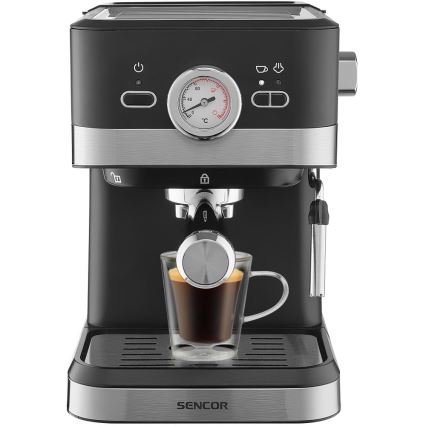 Sencor - Cafetera espresso de palanca 1050W/230V negra/cromo mate