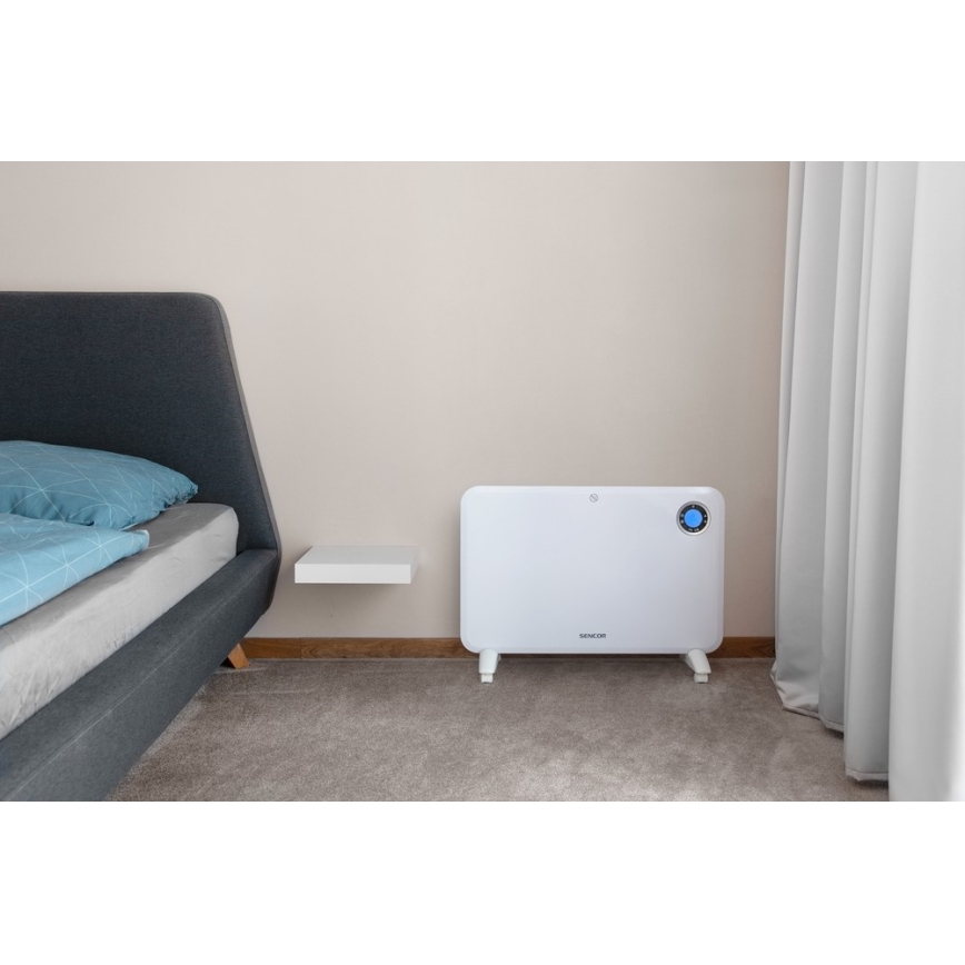 Sencor - Calefactor convectivo con pantalla LCD y termostato 750W/1500W/230V IP24