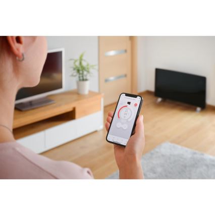 Sencor - Calefactor convector eléctrico inteligente 1200/2400W/230V IP24 Wi-Fi negro