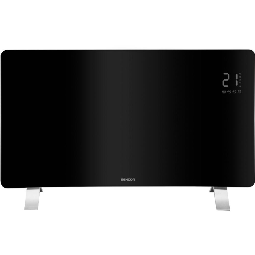Sencor - Calefactor convector eléctrico inteligente 1200/2400W/230V IP24 Wi-Fi negro