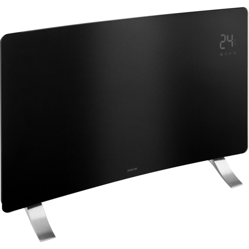 Sencor - Calefactor convector eléctrico inteligente 1200/2400W/230V IP24 Wi-Fi negro