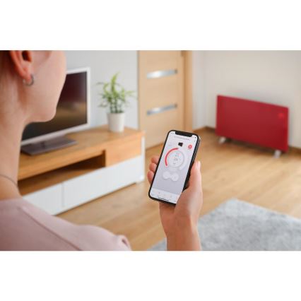 Sencor - Calefactor/convector eléctrico inteligente 1200/2400W/230V IP24 Wi-Fi rojo