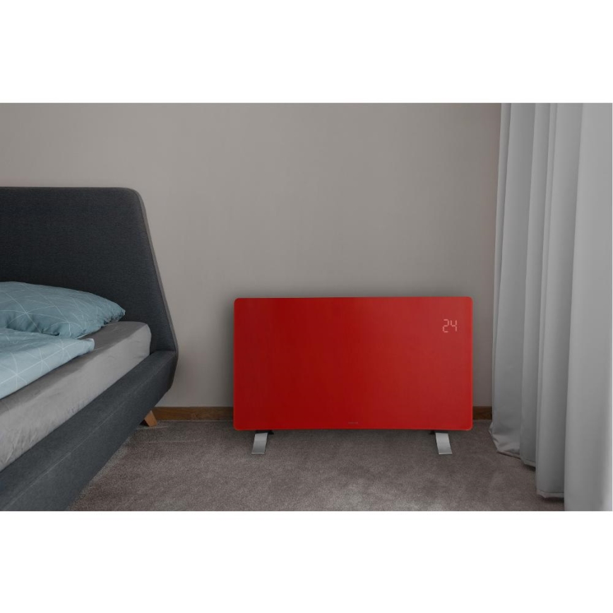 Sencor - Calefactor/convector eléctrico inteligente 1200/2400W/230V IP24 Wi-Fi rojo