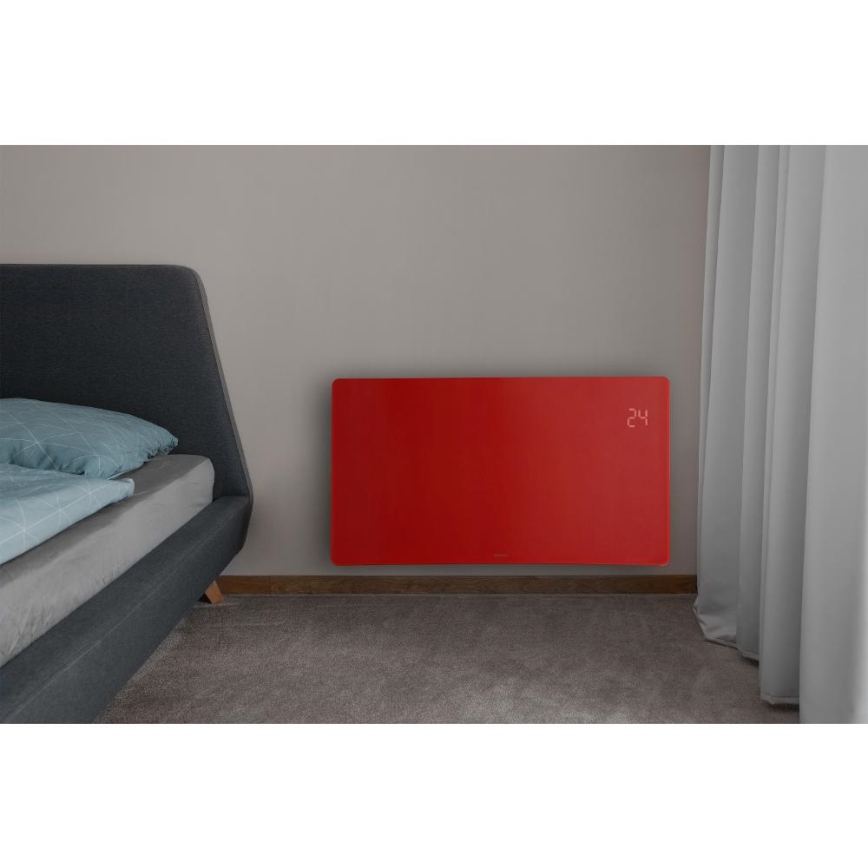 Sencor - Calefactor/convector eléctrico inteligente 1200/2400W/230V IP24 Wi-Fi rojo