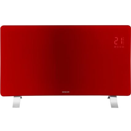 Sencor - Calefactor/convector eléctrico inteligente 1200/2400W/230V IP24 Wi-Fi rojo