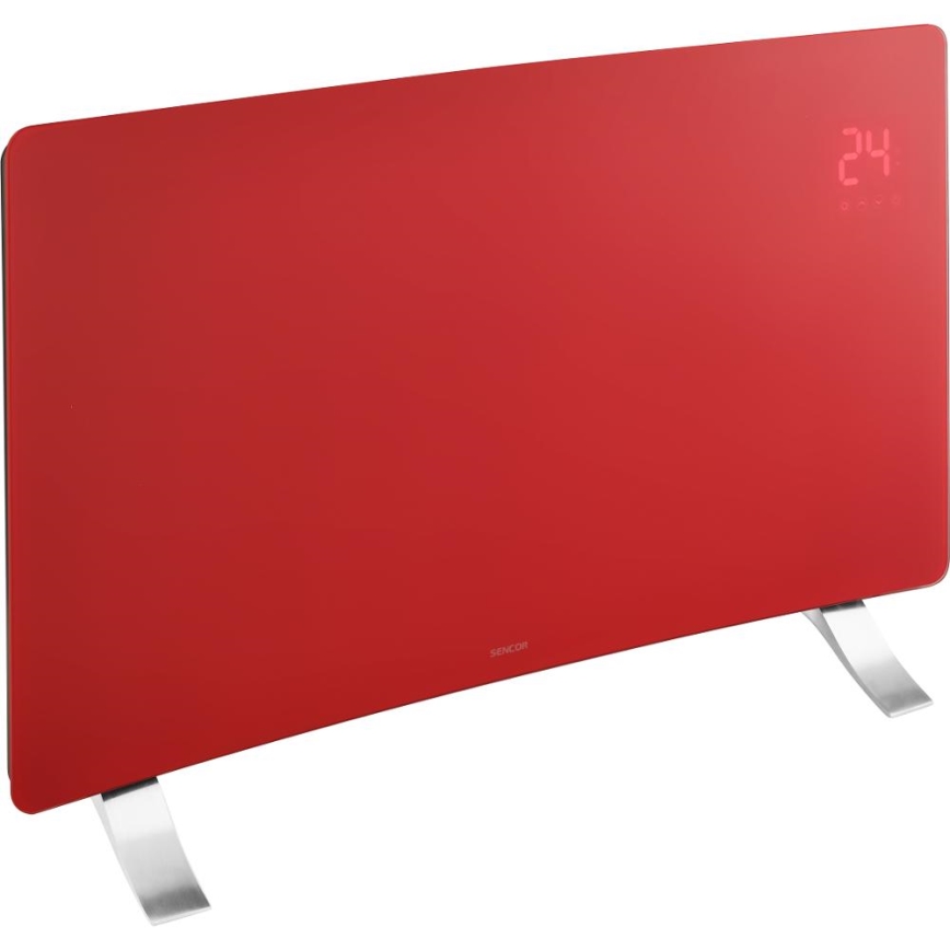 Sencor - Calefactor/convector eléctrico inteligente 1200/2400W/230V IP24 Wi-Fi rojo