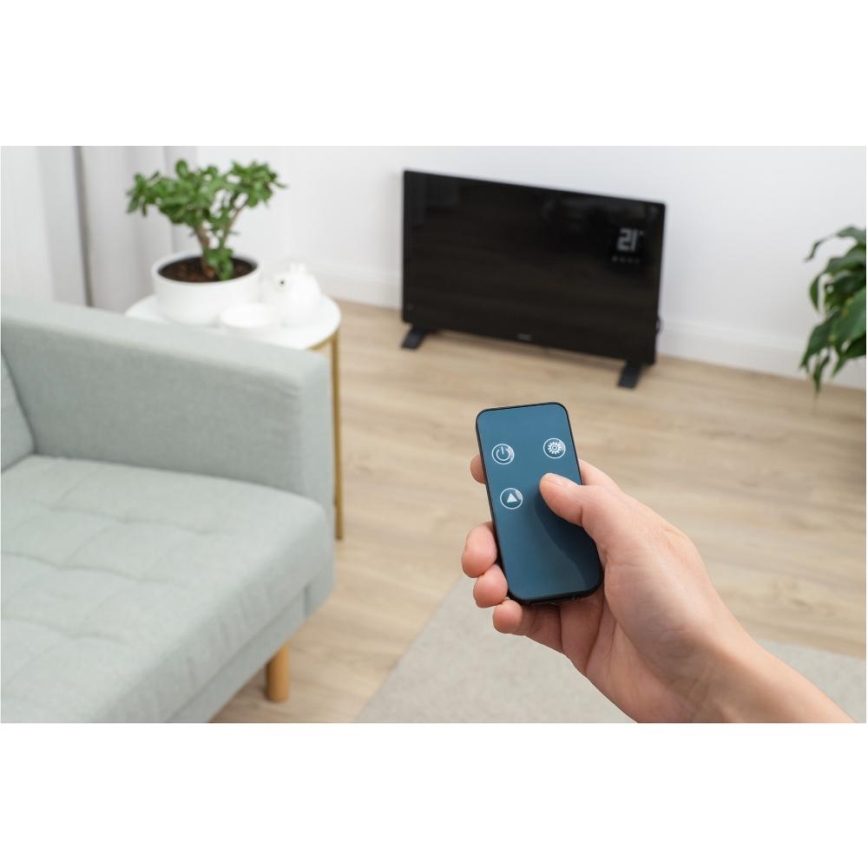 Sencor - Calefactor convector eléctrico inteligente 2000W/230V IP24 Wi-Fi negro + mando a distancia