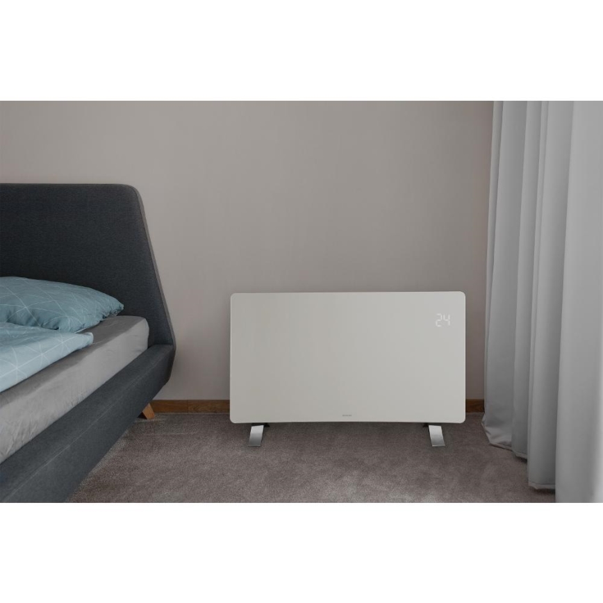 Sencor - Calefactor eléctrico inteligente/convector 1200/2400W/230V IP24 Wi-Fi blanco