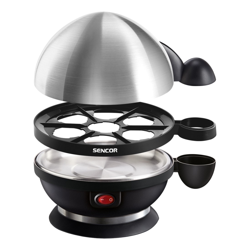 Sencor - Cocedor de huevos 320-380W/230V negro/cromo mate