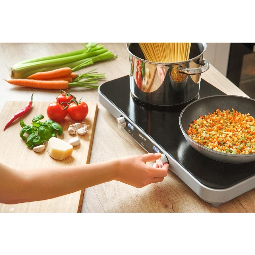 Sencor - Cocina vitrocerámica de dos placas con pantalla LCD 3500W/230V