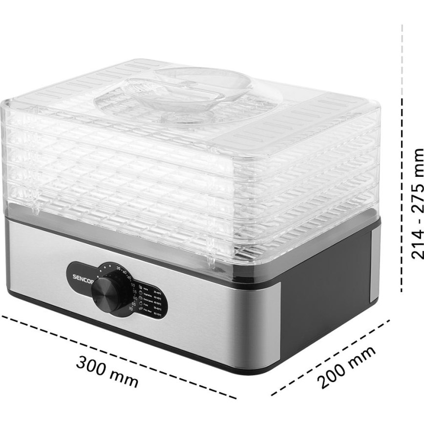 Sencor - Deshidratador de alimentos con control de temperatura 700 W/230 V