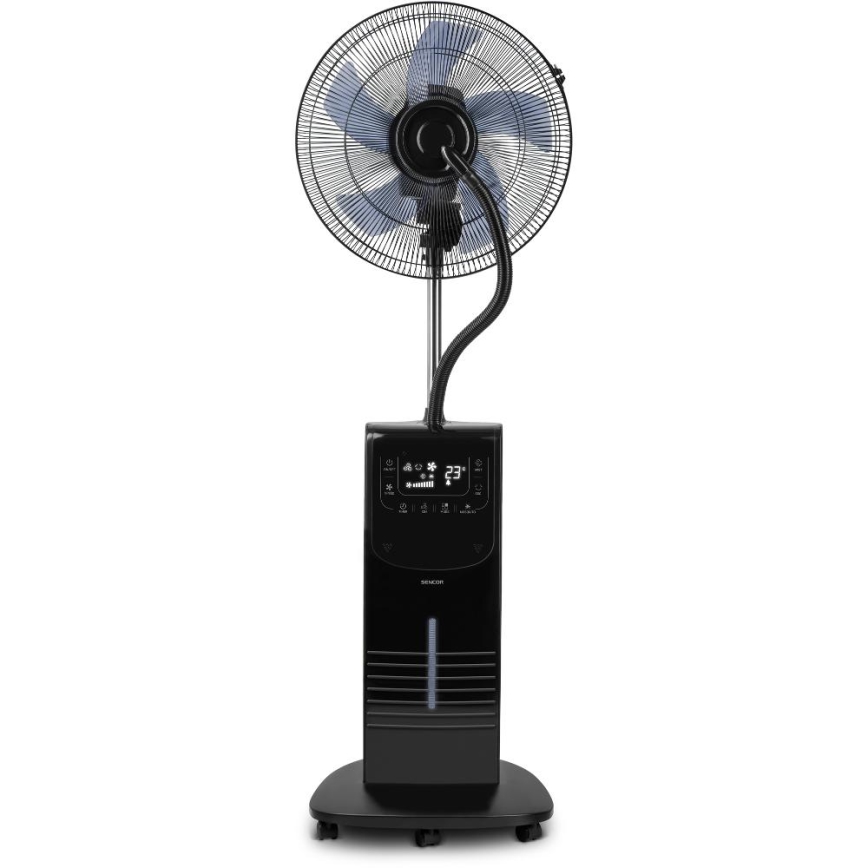 Sencor - Enfriador de aire con un pulverizador de agua 90W/230V negro + control remoto