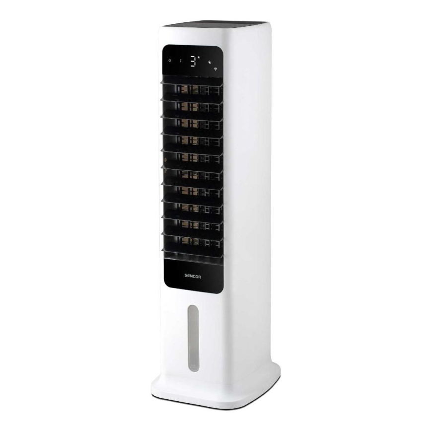 Sencor - Enfriador de aire portátil inteligente 60W/230V Wi-Fi blanco + control remoto
