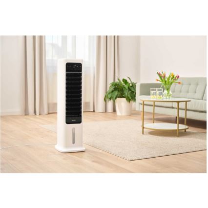 Sencor - Enfriador de aire portátil inteligente 60W/230V Wi-Fi blanco + control remoto