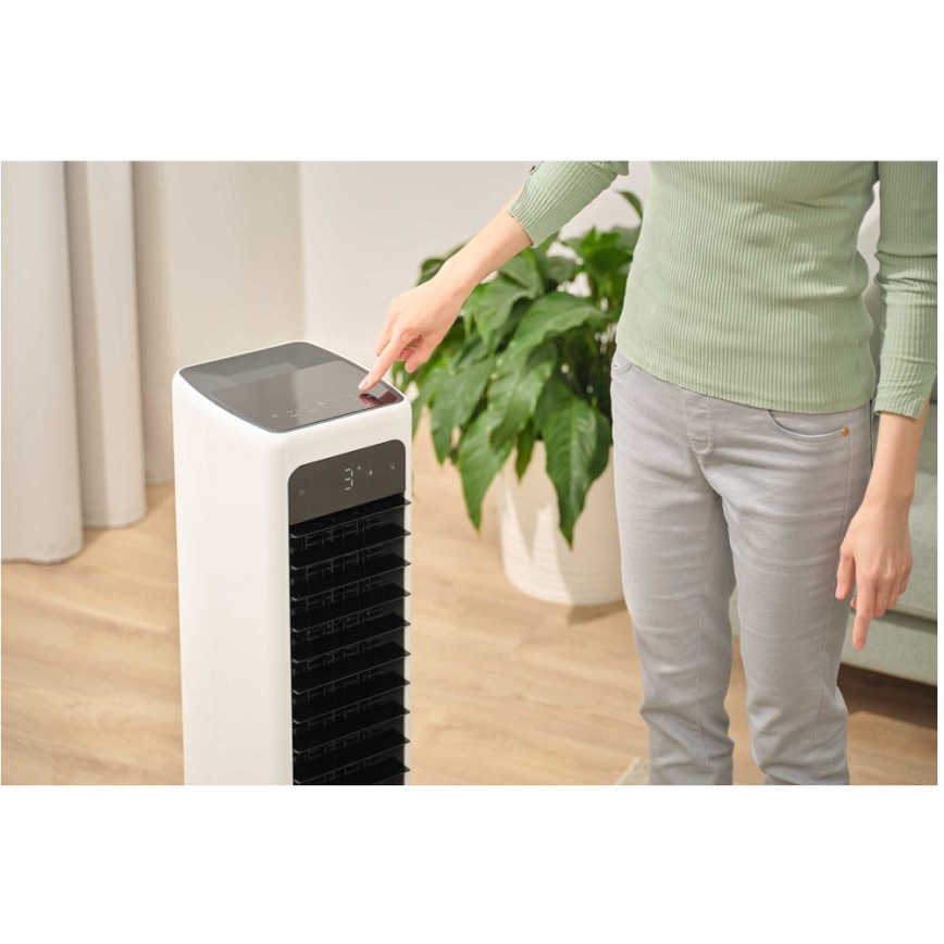 Sencor - Enfriador de aire portátil inteligente 60W/230V Wi-Fi blanco + control remoto